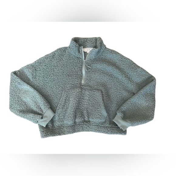 Hippie Rose 1/2 Zip Sherpa Cropped Sweatshirt. Size Large. - Picture 1 of 8